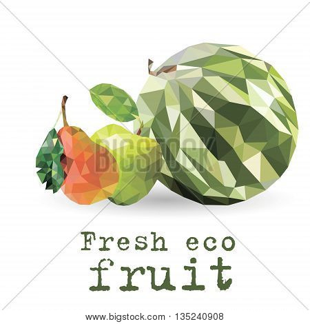 Set of three fructs
Set of three fruits of the triangles in the form of a still-life of fresh fruit eco