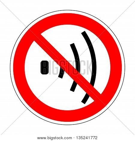 No voice sign. No talking sign isolated on white background. Speaker symbol. Vector volume off icon. Prohibition Sign. Flat design vector illustration. Mute no sound icon. Stock vector illustration