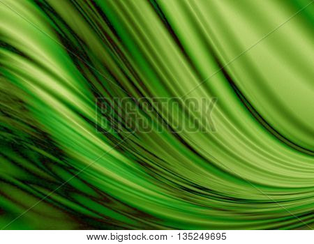 Wavy flowing green background coated  black zigzag smudges washouts