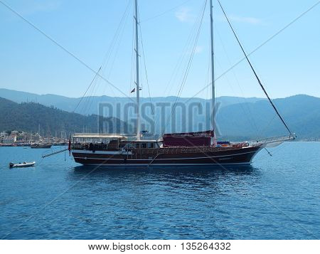 Yachting marina of Marmaris in Turkey resort town on the Aegean Sea