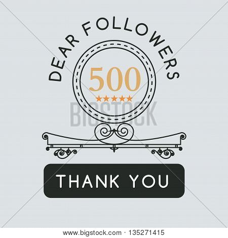 The logo with the words thank you for signs, badge, sticker. Decorative frame of vector elements