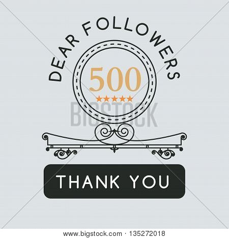 The logo with the words thank you for signs, badge, sticker. Decorative frame of vector elements