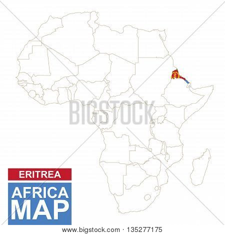 Africa Contoured Map With Highlighted Eritrea.