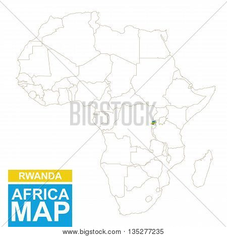 Africa Contoured Map With Highlighted Rwanda.