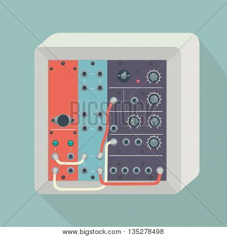 Icon modular synthesizer with wires. Vector illustration.