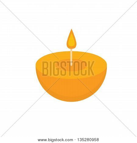 Orange round candle. Aroma candle Spa. Vector illustration.