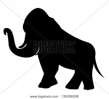 A black stencil of  large beautiful elephant.