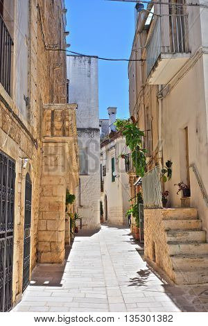 Perspective of an alleyway of Turi. Puglia. Italy.