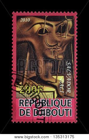 DJIBOUTI - CIRCA 2010 : Cancelled postage stamp printed by Djibouti, that shows painting by Salvador Dali.