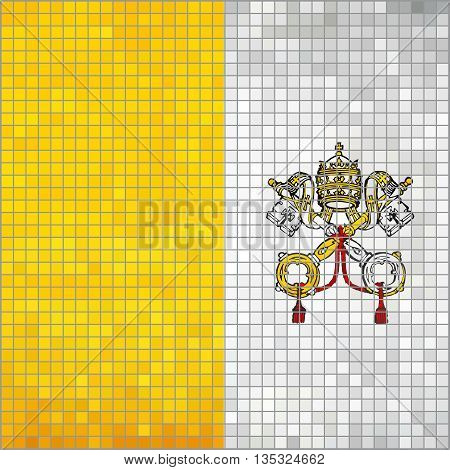 Mosaic flag of Vatican City - Illustration, 
Flag of the Holy See in mosaic,
Flag of the Papal States, 
Abstract grunge mosaic vector