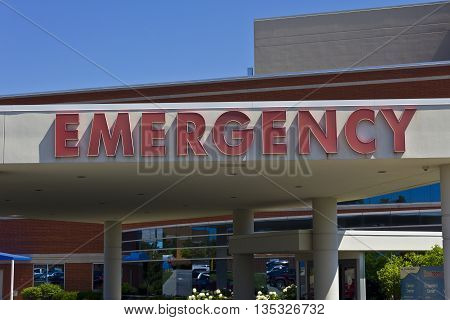 Red Emergency Entrance Sign for a Local Hospital VII