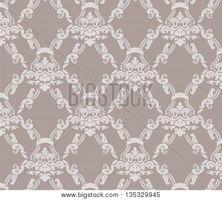 Vintage Floral ornament damask pattern. Elegant luxury texture for backgrounds and invitation cards. Pastel beige colors. Vector