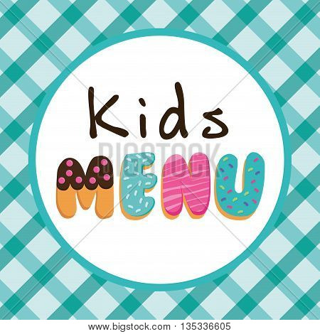Kids menu design over blue background, vector illustration.
