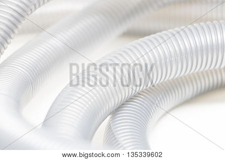 The White corrugated pipe isolate white Background