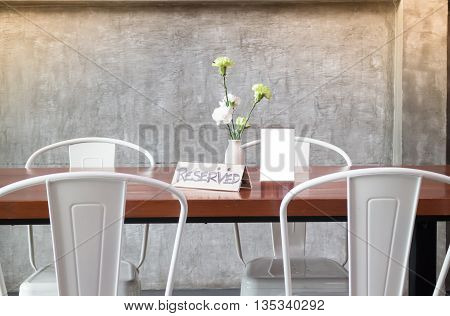 Mock up frame on table in bar restaurant cafe stock photo