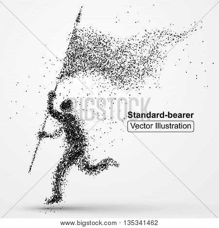 Flagman image composed of particles, vector illustration.