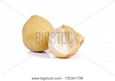 Southern Langsat Thai Fruits Close Up Isolated On White Background