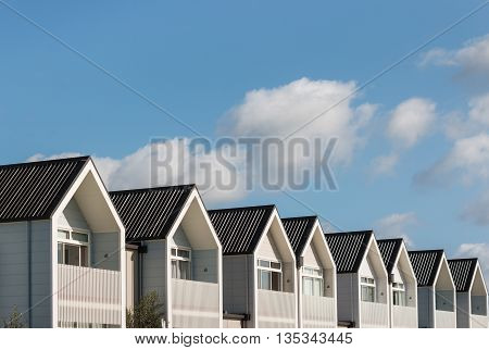 row of new houses with copy space