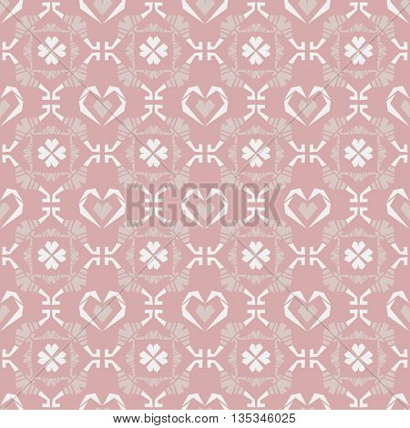 Seamless doodle heart pattern vector in pink background