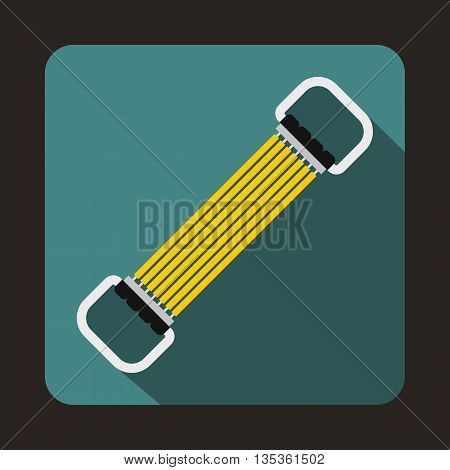 Sports stretchable belt icon in flat style on a blue background