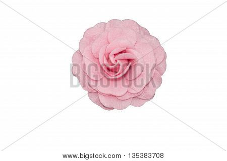 Pink Fabric flower isolate on white background