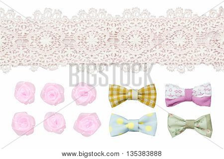 Various vintage Sewing element isolated on black background
