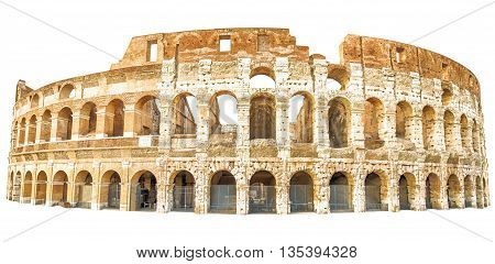 The Coliseum , Colosseum, Flavian Amphitheatre, in Rome city in Italy. Isolated on white background