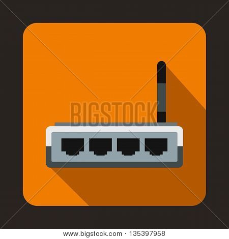 Router icon in flat style on a orange background