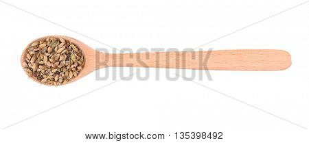 Dried utsho suneli in spoon on white background
