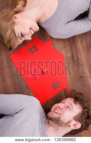 Just Married Lying On Floor.