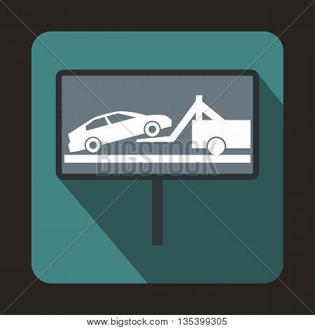 No parking sign icon in flat style on a blue background