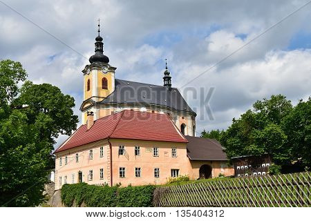 Parsonage and the church of St. Anne.
