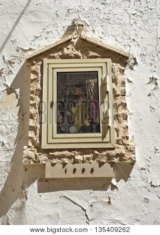 Close up of aedicule votive of Turi. Puglia. Italy.