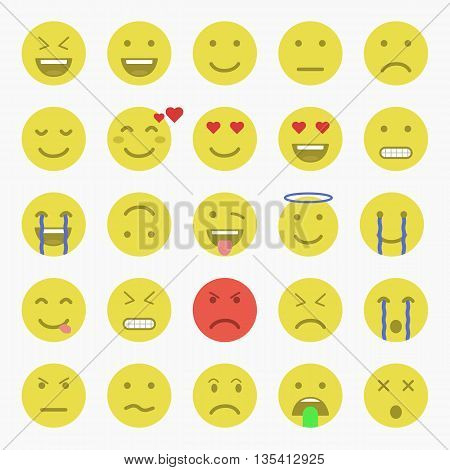 Set of Emoticons. Set of Emoji. Set of Avatar.Flat style illustrations - stock vector