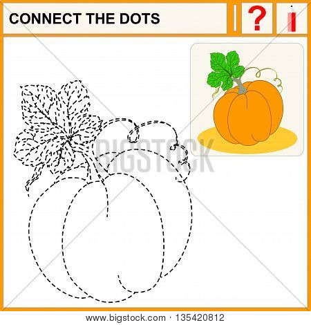 Connect the dots. Pumpkin. Flat Design Style. Vector illustration. Cartoon vector Illustration.
