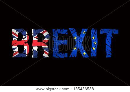 Brexit Text Isolated. Brexit Cracks Text Isolated. United Kingdom Exit From Europe Relative Image. B