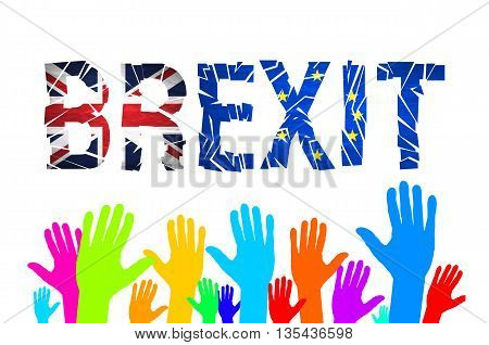 Brexit Text Isolated. Brexit Cracks Text Isolated. United Kingdom Exit From Europe Relative Image. B