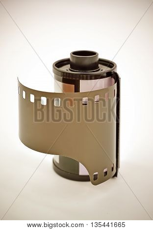 35mm Film on white background, Retro color filter