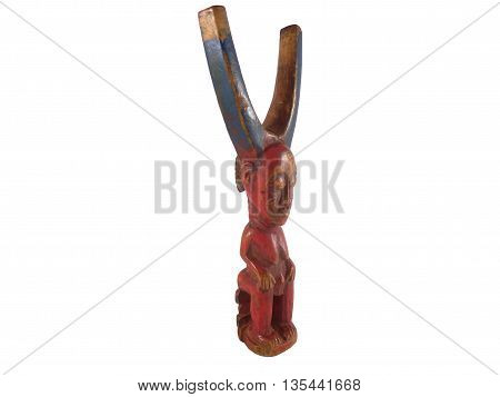 Baule African figural slingshot used in tribal hunting of rodents and birds from the Cote d'Ivoire Africa