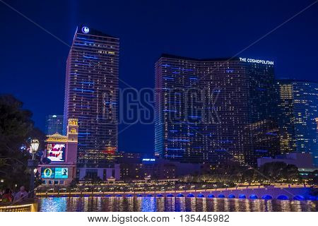 LAS VEGAS - APRIL 13 : The Cosmopolitan hotel in Las Vegas on April 13 2016. The Cosmopolitan opened in 2010 and it has 2995 rooms and 75000 sq ft casino.