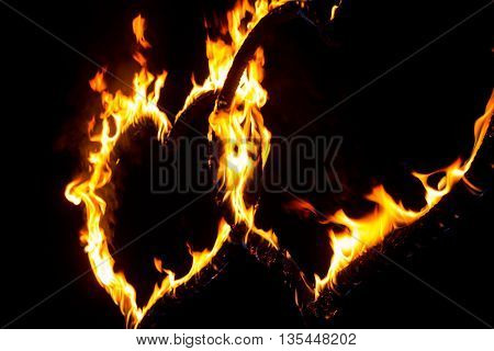 Fire heart full of power and energy. Wonderful perfect red orange burning heart shape symbol for e.g. Valentine's Day.