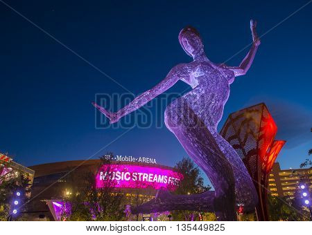 LAS VEGAS - JUNE 14 : The Bliss Dance Sculpture display at the T-Mobile park in Las Vegas on June 14 2016. The 40-foot-tall sculpture of a dancing woman created by artist Marco Cochrane.