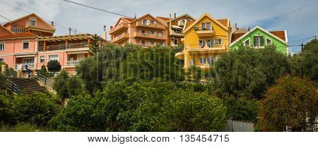 Bright Colored Houses In Argostoli