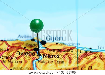 Mieres pinned on a map of Spain