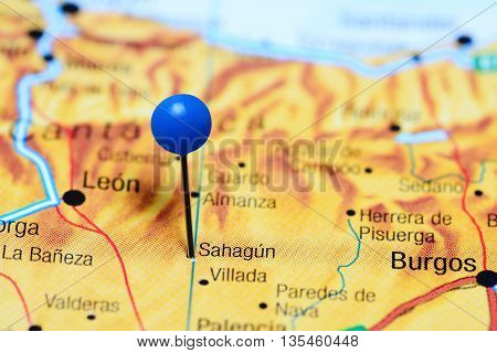 Sahagun pinned on a map of Spain