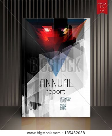 Cover design. The modern concept of cover design in the polygonal style. Photorealistic image covers for books, notebooks, annual report. The optimum combination of graphics, text free space