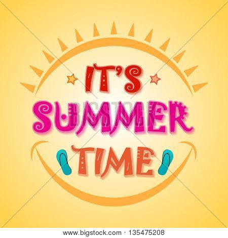 Beautiful Poster, Banner or Flyer design with stylish text It's Summer Time on shiny yellow background.