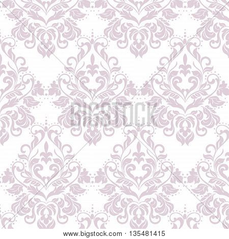 Vector floral damask ornament pattern. Elegant luxury texture for textile fabrics or backgrounds. Lavender color
