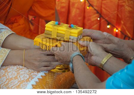Ordained a priest-Thai of traditional man to monkhood