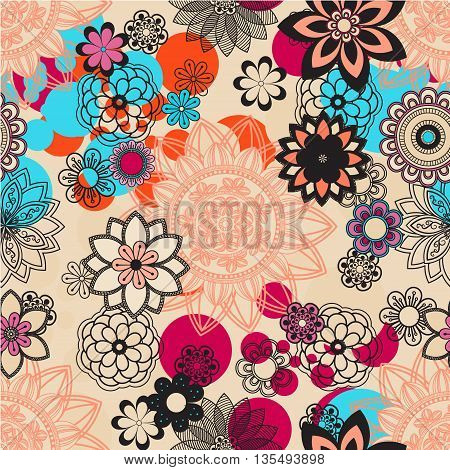 Mandala pattern floral elements decorative ornament. Seamless pattern background. Arab Asian ottoman motifs. Vector illustration